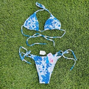 Floral Blue Bikini Set